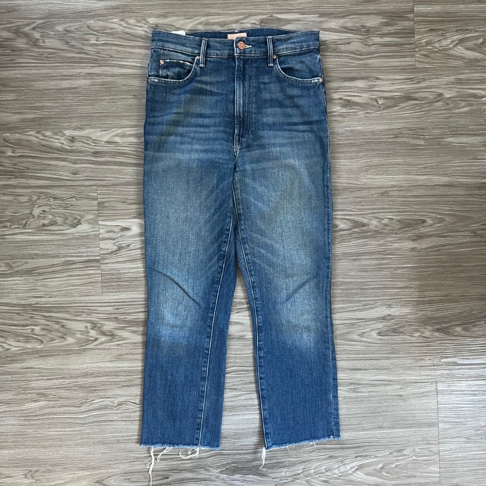 Mother The Swooner Rascal Ankle Jeans Where Is My Mind High Rise Raw Hem 26